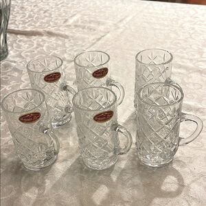 Crystal glass Mugs Set of 6 . Vintage bohemian Prima whiskey glass